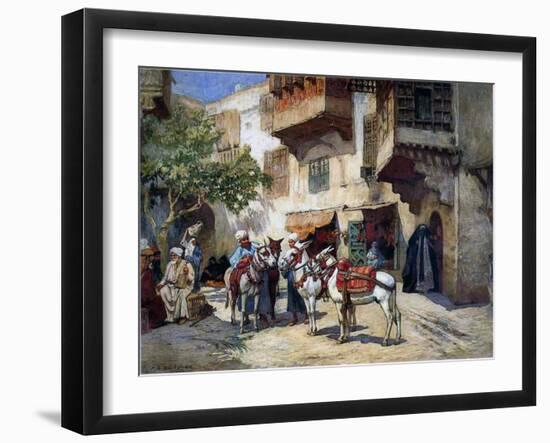 Oriental Street with Donkeys-Frederick Arthur Bridgman-Framed Giclee Print