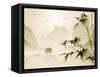 Oriental Style Painting, Bamboo in Tranquil Scene-ori-artiste-Framed Stretched Canvas