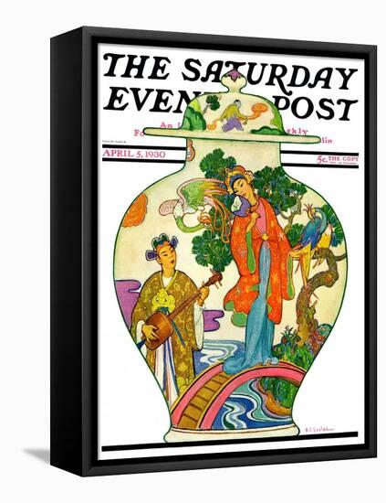 "Oriental Vase," Saturday Evening Post Cover, April 5, 1930-Henry Soulen-Framed Stretched Canvas