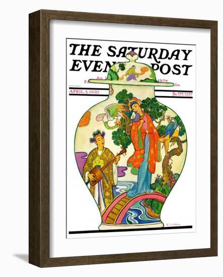 "Oriental Vase," Saturday Evening Post Cover, April 5, 1930-Henry Soulen-Framed Giclee Print