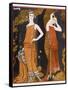 Orientally Inspired Gowns by Worth in Lacquer Reds-Georges Barbier-Framed Stretched Canvas