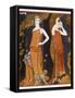 Orientally Inspired Gowns by Worth in Lacquer Reds-Georges Barbier-Framed Stretched Canvas