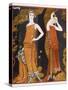 Orientally Inspired Gowns by Worth in Lacquer Reds-Georges Barbier-Stretched Canvas
