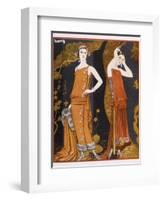 Orientally Inspired Gowns by Worth in Lacquer Reds-Georges Barbier-Framed Photographic Print