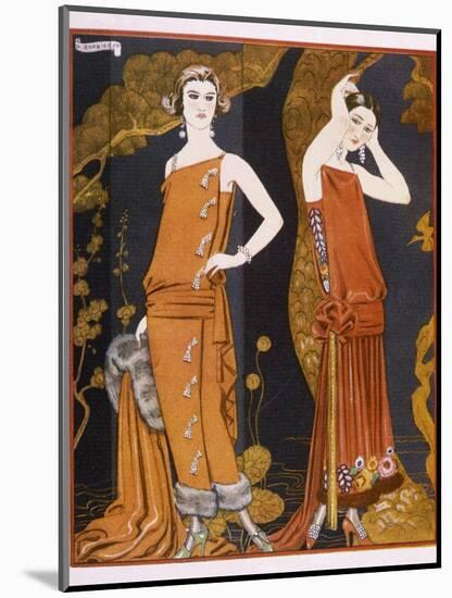 Orientally Inspired Gowns by Worth in Lacquer Reds-Georges Barbier-Mounted Photographic Print