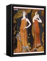 Orientally Inspired Gowns by Worth in Lacquer Reds-Georges Barbier-Framed Stretched Canvas