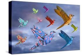 Origami Bird Dreamscape-paul fleet-Stretched Canvas