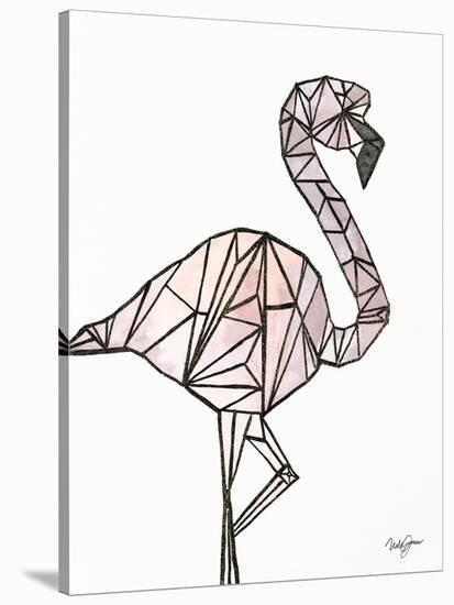 Origami Flamingo Sketch-Nola James-Stretched Canvas
