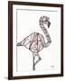 Origami Flamingo Sketch-Nola James-Framed Art Print