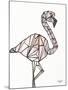 Origami Flamingo Sketch-Nola James-Mounted Art Print