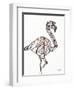 Origami Flamingo Sketch-Nola James-Framed Art Print