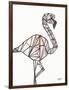 Origami Flamingo Sketch-Nola James-Framed Art Print