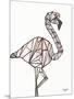 Origami Flamingo Sketch-Nola James-Mounted Art Print