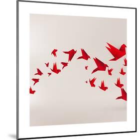 Origami Paper Bird on Abstract Background-Tarchyshnik Andrei-Mounted Print