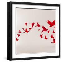 Origami Paper Bird on Abstract Background-Tarchyshnik Andrei-Framed Art Print