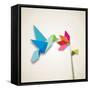 Origami Pastel Colors Hummingbird Vector File Available-Cienpies Design-Framed Stretched Canvas