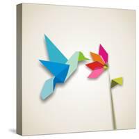 Origami Pastel Colors Hummingbird Vector File Available-Cienpies Design-Stretched Canvas