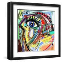 Original Abstract Digital Painting Artwork of Doodle Bird, Colored Poster Print Pattern, Raster Ver-null-Framed Art Print