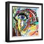 Original Abstract Digital Painting Artwork of Doodle Bird, Colored Poster Print Pattern, Raster Ver-null-Framed Art Print