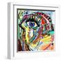 Original Abstract Digital Painting Artwork of Doodle Bird, Colored Poster Print Pattern, Raster Ver-null-Framed Art Print