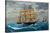 Original Artwork, Clipper Ships at Sea, Oil Painting on Board-TerraceStudio-Stretched Canvas