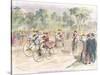 Original Costumes for the Velocipede Race in Bordeaux, 1868-Godefroy Durand-Stretched Canvas