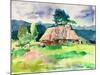 Original Handmade Watercolor Painting Illustration, Pleinair Wet Style Etude of Rural Landscape Wit-karakotsya-Mounted Art Print