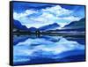 Original Oil Painting of the Twilight on Mountain Lake. Altai-Myasnikova Natali-Framed Stretched Canvas