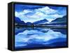 Original Oil Painting of the Twilight on Mountain Lake. Altai-Myasnikova Natali-Framed Stretched Canvas