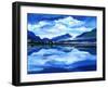 Original Oil Painting of the Twilight on Mountain Lake. Altai-Myasnikova Natali-Framed Art Print