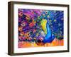 Original Oil Painting on Canvas. Colorful Peacock. Modern Art-Ivailo Nikolov-Framed Art Print