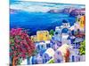 Original Oil Painting on Canvas. Greek Scenery, Blue Sea and White Houses.-Ivailo Nikolov-Mounted Art Print