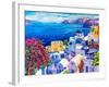 Original Oil Painting on Canvas. Greek Scenery, Blue Sea and White Houses.-Ivailo Nikolov-Framed Art Print