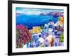 Original Oil Painting on Canvas. Greek Scenery, Blue Sea and White Houses.-Ivailo Nikolov-Framed Art Print