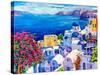 Original Oil Painting on Canvas. Greek Scenery, Blue Sea and White Houses.-Ivailo Nikolov-Stretched Canvas