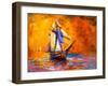 Original Oil Painting on Canvas-Sail Boat-Modern Impressionism by Nikolov-Ivailo Nikolov-Framed Art Print