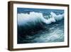 Original Oil Painting Showing Mighty Storm in Ocean or Sea on Canvas. Modern Impressionism, Moderni-Boyan Dimitrov-Framed Art Print