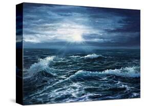 Original Oil Painting Showing Waves in Ocean or Sea on Canvas. Modern Impressionism, Modernism,Mari-Boyan Dimitrov-Stretched Canvas