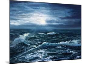 Original Oil Painting Showing Waves in Ocean or Sea on Canvas. Modern Impressionism, Modernism,Mari-Boyan Dimitrov-Mounted Art Print