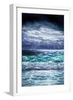 Original Oil Painting Showing Waves in Ocean or Sea on Canvas. Modern Impressionism, Modernism,Mari-Boyan Dimitrov-Framed Art Print