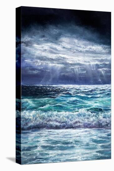 Original Oil Painting Showing Waves in Ocean or Sea on Canvas. Modern Impressionism, Modernism,Mari-Boyan Dimitrov-Stretched Canvas