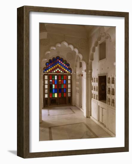 Original Old Stained Glass Windows and Traditional Niches Let into the Walls, Jodhpur, India-John Henry Claude Wilson-Framed Photographic Print