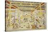 Original Perspective Picture of the Fashionable Seven Gods of Good Fortune , 1740s-Okumura Masanobu-Stretched Canvas