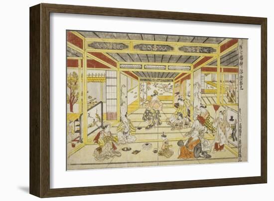 Original Perspective Picture of the Fashionable Seven Gods of Good Fortune , 1740s-Okumura Masanobu-Framed Giclee Print