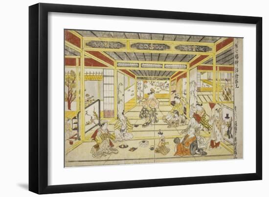 Original Perspective Picture of the Fashionable Seven Gods of Good Fortune , 1740s-Okumura Masanobu-Framed Premium Giclee Print