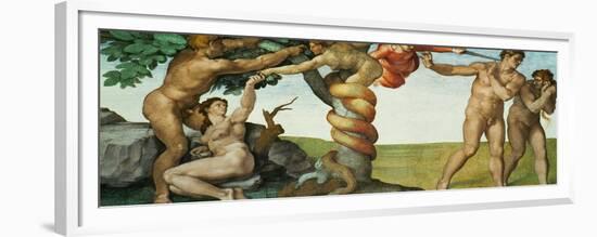 Original Sin, Ceiling Frescoes after Restoration-Michelangelo Buonarroti-Framed Giclee Print