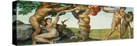 Original Sin, Ceiling Frescoes after Restoration-Michelangelo Buonarroti-Stretched Canvas