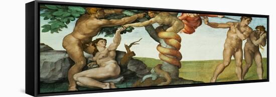 Original Sin, Ceiling Frescoes after Restoration-Michelangelo Buonarroti-Framed Stretched Canvas