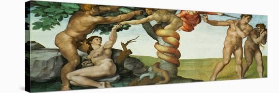 Original Sin, Ceiling Frescoes after Restoration-Michelangelo Buonarroti-Stretched Canvas