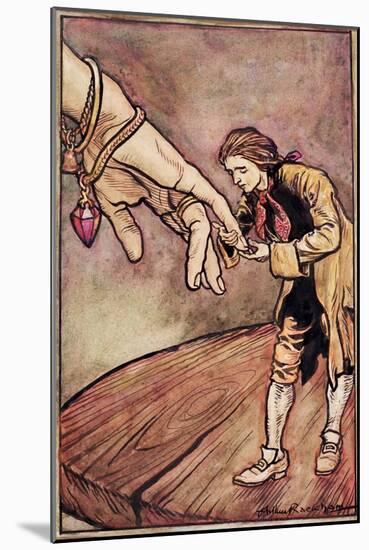 Original Watercolour Illustration for 'Gulliver's Travels' by Swift, Gulliver in Brobdingnag, 1909-Arthur Rackham-Mounted Giclee Print